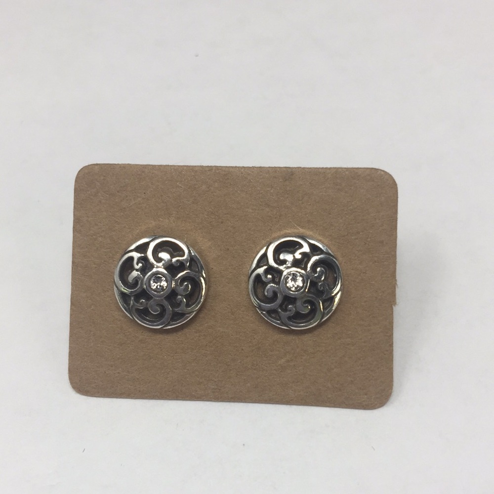 Brighton earrings. Silver tone pierced scroll work